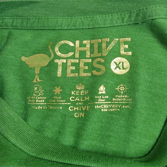 Chive Tees "Keep Calm And Chive On" Short Sleeve T-Shirt Green Men's Size XL - Picture 5 of 5